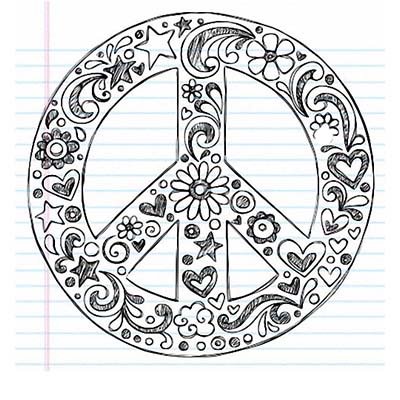 Peace Sign Drawing Design Water Transfer Temporary Tattoo(fake Tattoo) Stickers NO.11432